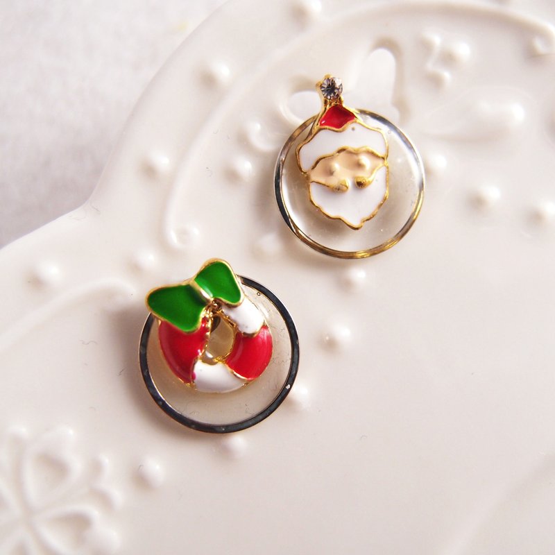 圣诞快乐 - 不痛U型耳夹 不锈钢耳针 硅胶耳针 - 耳环/耳夹 - 其他材质 多色