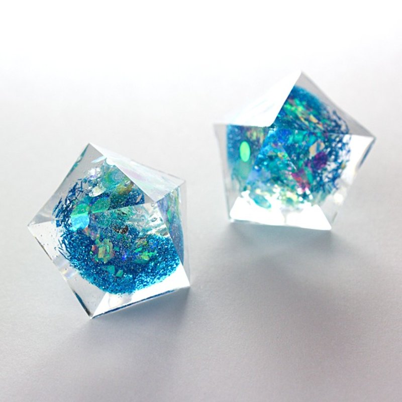 Pentagon dome Pierce (Planetarium) - 耳环/耳夹 - 其他材质 蓝色