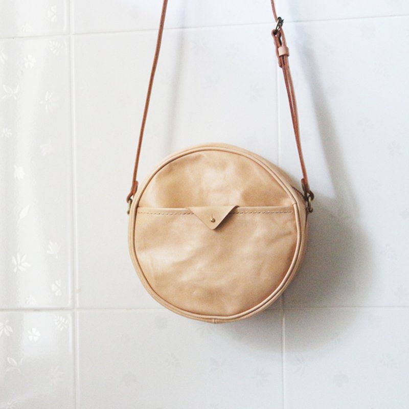 车轮饼包 - 侧背包/斜挎包 - 真皮 咖啡色