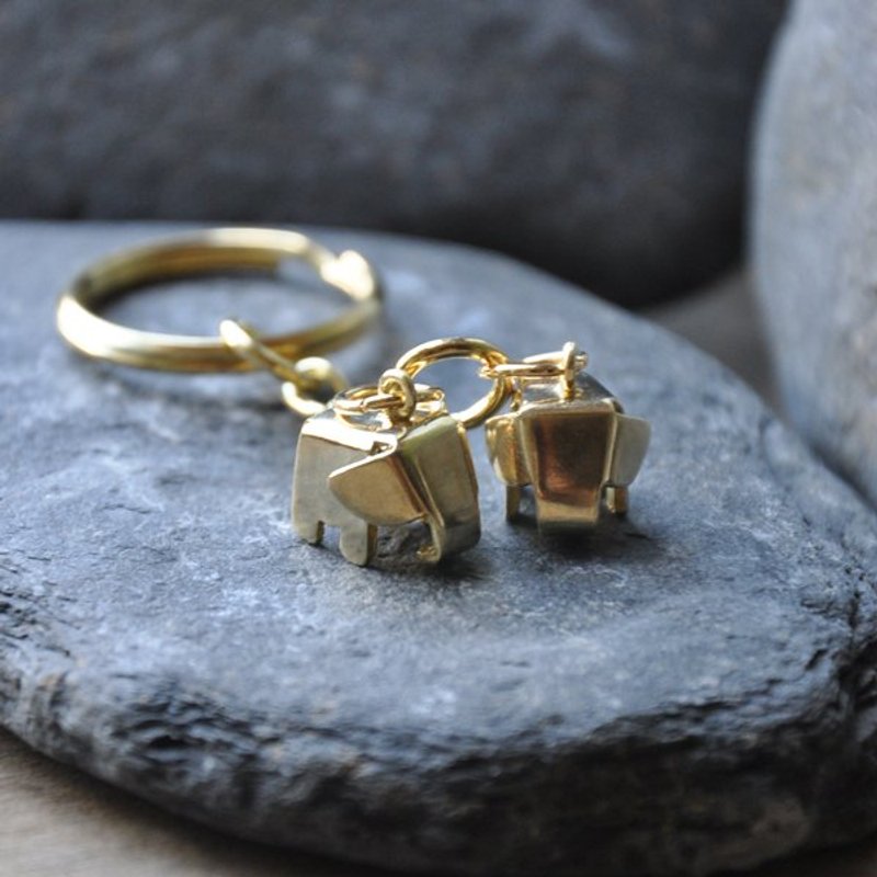 幸福板象钥匙圈 - 吊饰 - 其他金属 金色