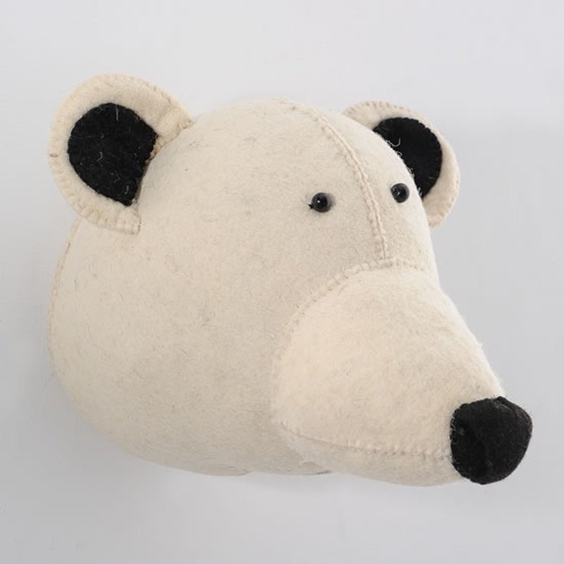 【Fiona Walker England】英国童话风格动物头 纯手工壁饰 - 好好爱护北极熊(Polar Bear Head) - 墙贴/壁贴 - 羊毛 白色