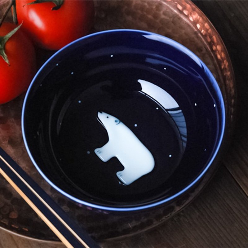 三浅陶瓷|原创设计 雪国精灵 北极熊稻碗  白熊（霁蓝稻碗） 饭碗新婚 生日创意礼物 - 碗 - 其他材质 绿色