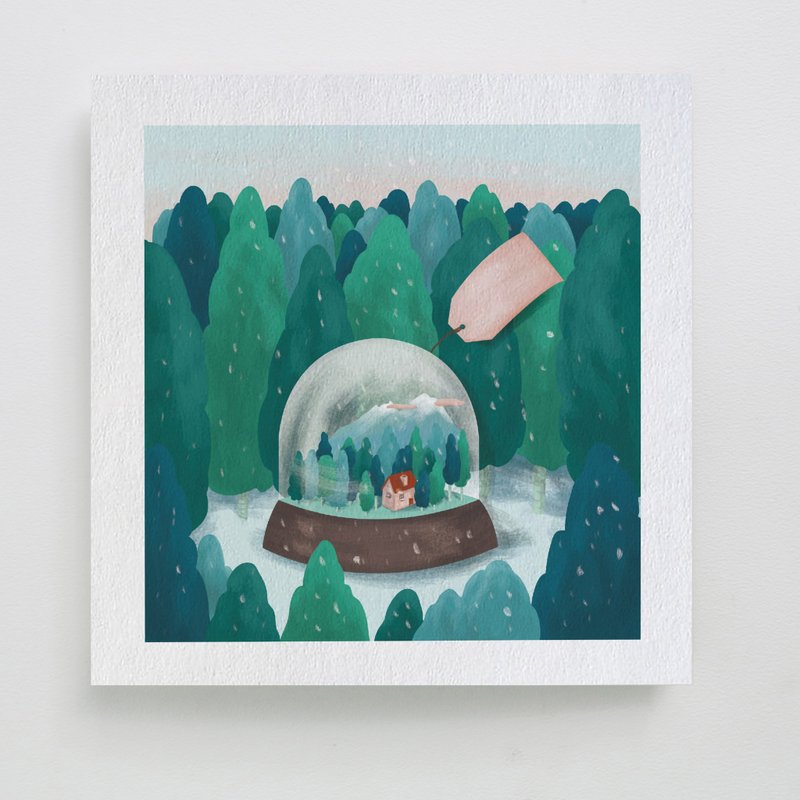 印傻子 圣诞卡 - 圣诞水晶球 by 做作的Daphne - 卡片/明信片 - 纸 