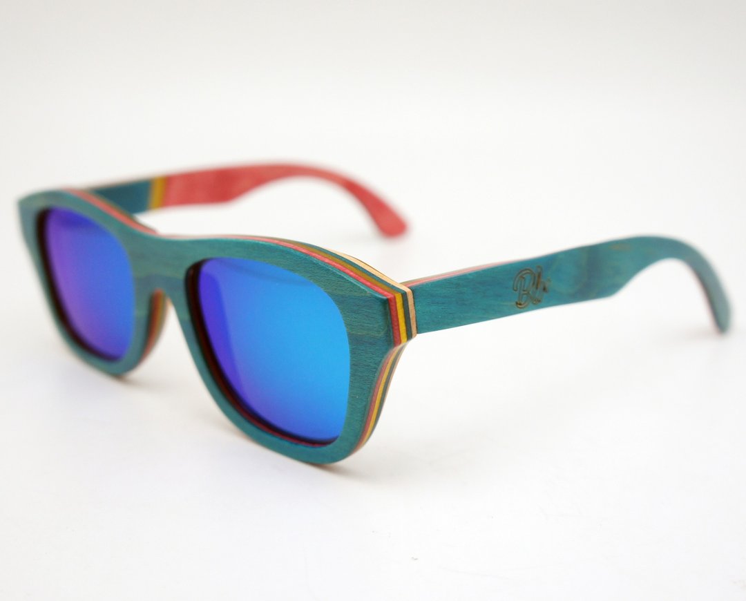 BLR 木制 太阳眼镜  Wood Sunglasses Recycled Skateboard 湖水绿 - 眼镜/眼镜框 - 木头 绿色