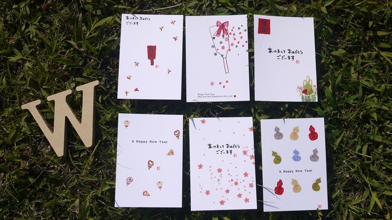 中文名称☆° 洛可可草莓 WELKIN手创 °今年还不错新年快乐手工明信片-六件组 - 卡片/明信片 - 纸 