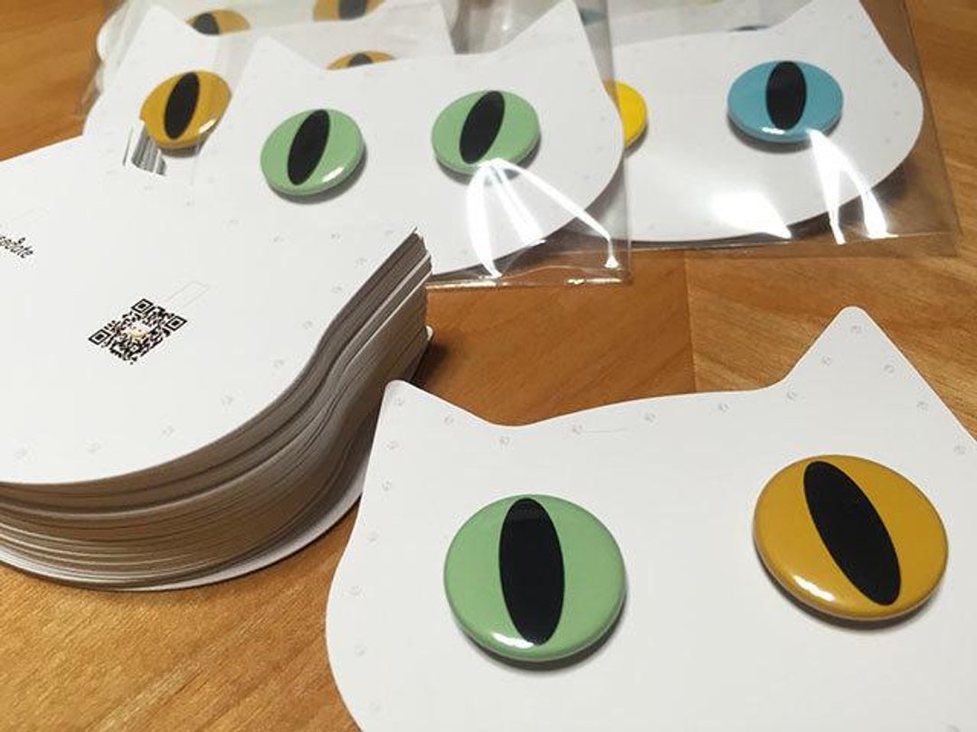 Cat eyes Can Badge set-cat type with mount - 胸针 - 羊毛 