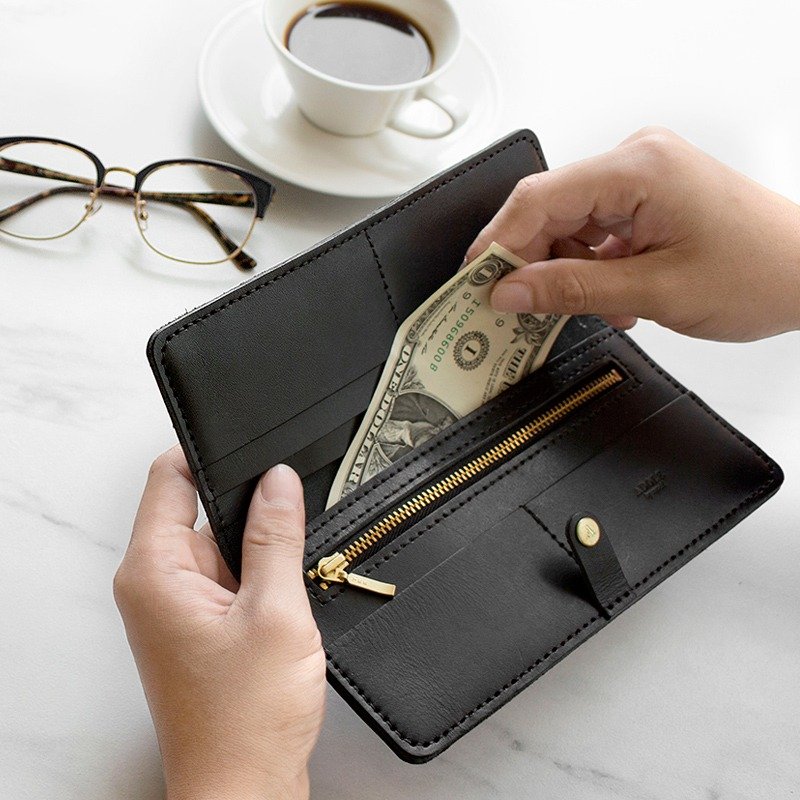 【ADOLE】真皮手做DIY套组-长夹-黑色 - 皮件 - 真皮 黑色