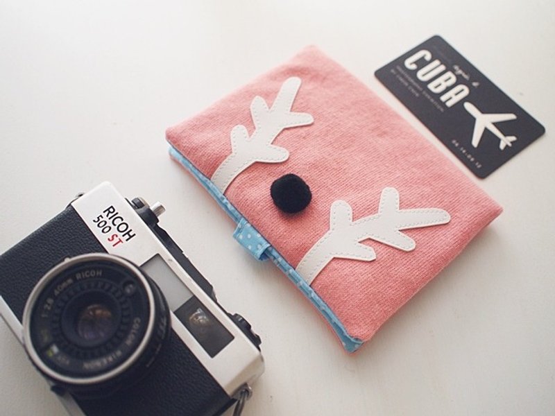 hairmo。大鼻麋鹿护照套 / 卡片夹 - 橘红( 证件 /存摺 /卡片 / 书套) - 护照夹/护照套 - 其他材质 粉红色