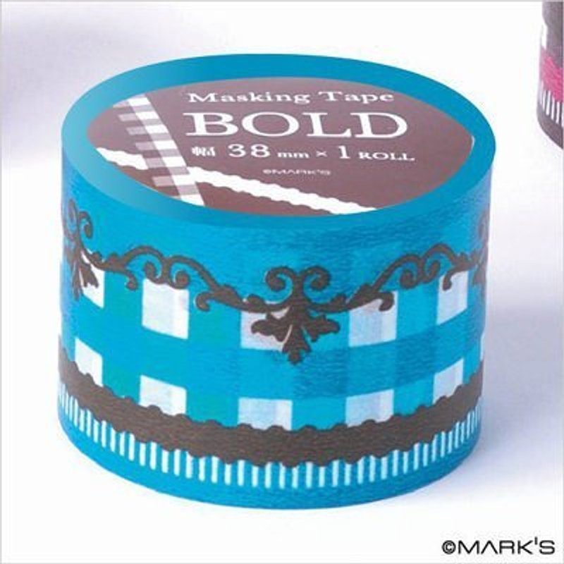 Marks Masking Tape MT和纸胶带 花边格纹丝带- 土耳其蓝(MKT6-TQ) - 纸胶带 - 纸 蓝色