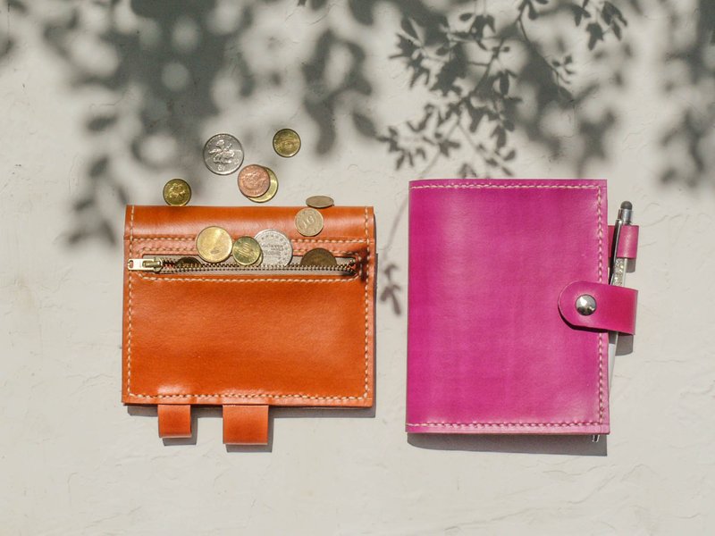 不撞包植鞣革全真皮多功能护照夹 - 护照夹/护照套 - 真皮 粉红色