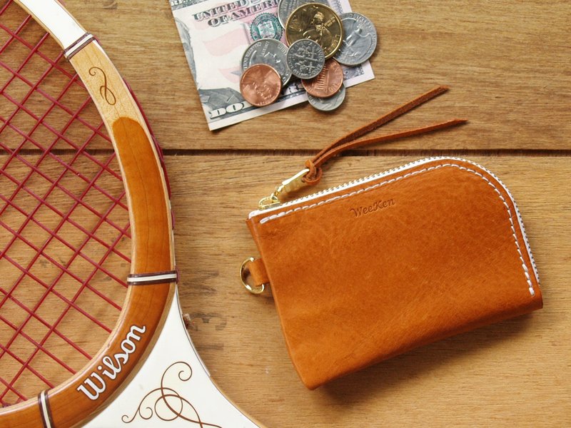 [ weeken 维肯生活 ] Classic Tan 手工真皮零钱包 (免费刻印英文名) - 零钱包 - 真皮 橘色