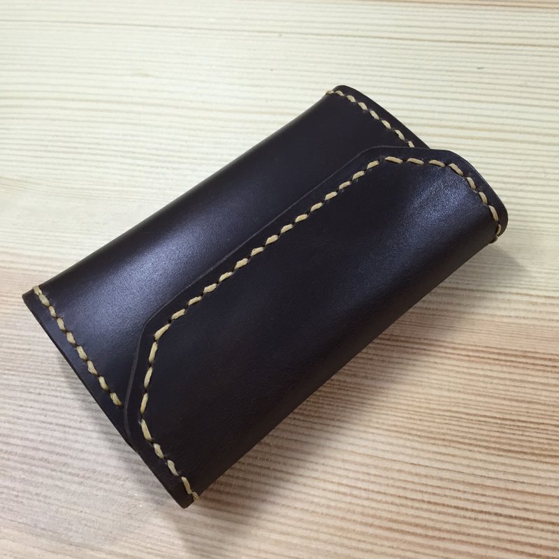 *Mingen'Handiwork*手工缝制头层啡色牛皮复古钥匙包 - 钥匙链/钥匙包 - 真皮 咖啡色