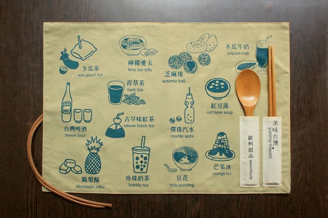 “美味台湾”餐垫-甜品/天国蓝色 - 其他 - 其他材质 卡其色
