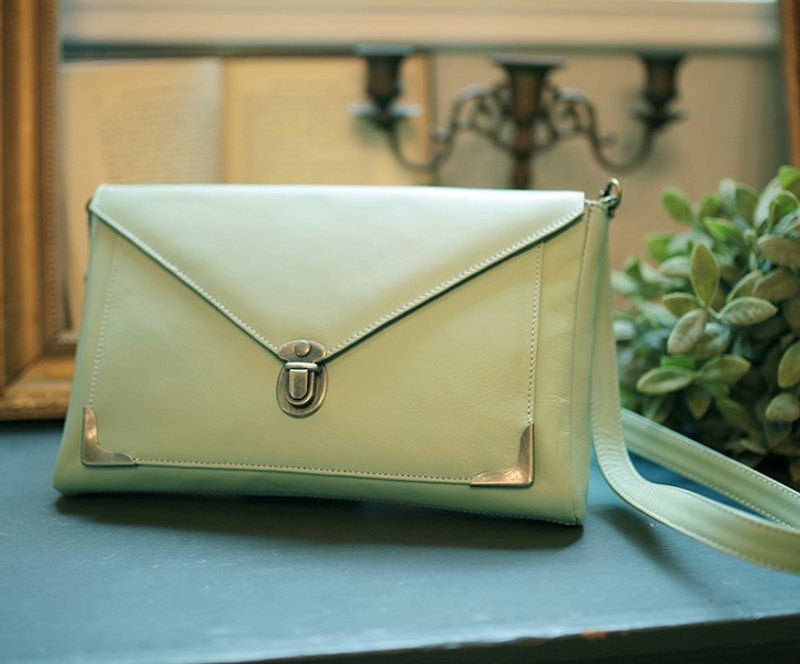 Clever信封包-浅绿 - 侧背包/斜挎包 - 真皮 