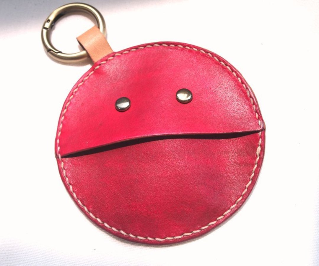 小精灵扣环零钱包(桃红) Pacman Coin Holder - 零钱包 - 真皮 红色