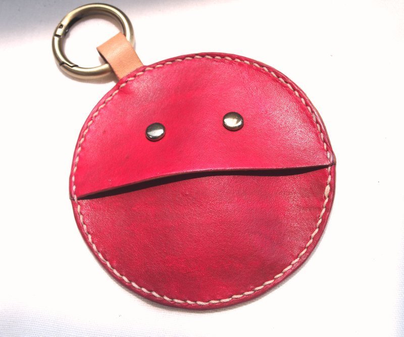 小精灵扣环零钱包(桃红) Pacman Coin Holder - 零钱包 - 真皮 红色