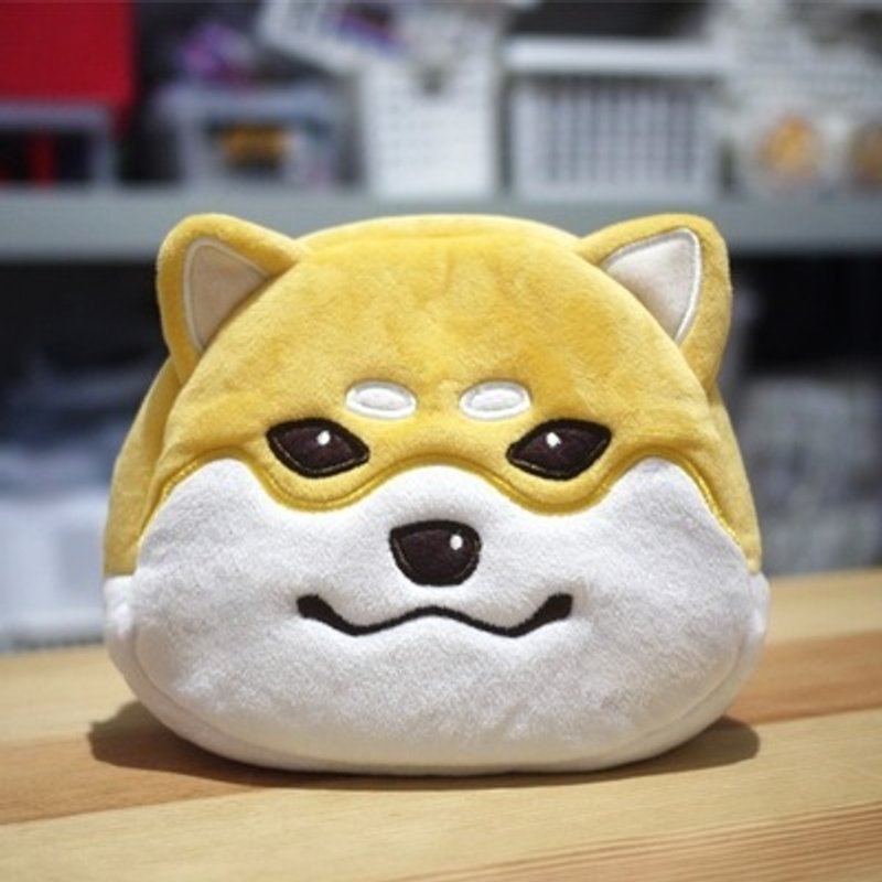 仓屋 大脸柴 柴犬收纳包包/拍立得收纳包/化妆包/笔袋 - 化妆包/杂物包 - 棉．麻 橘色