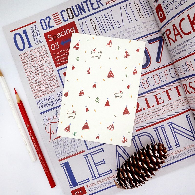 明信片-圣诞小帽 - 卡片/明信片 - 纸 多色