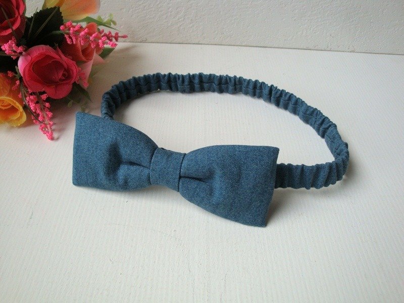 细版牛仔蝴蝶发带 儿童发带 - 围嘴/口水巾 - 其他材质 