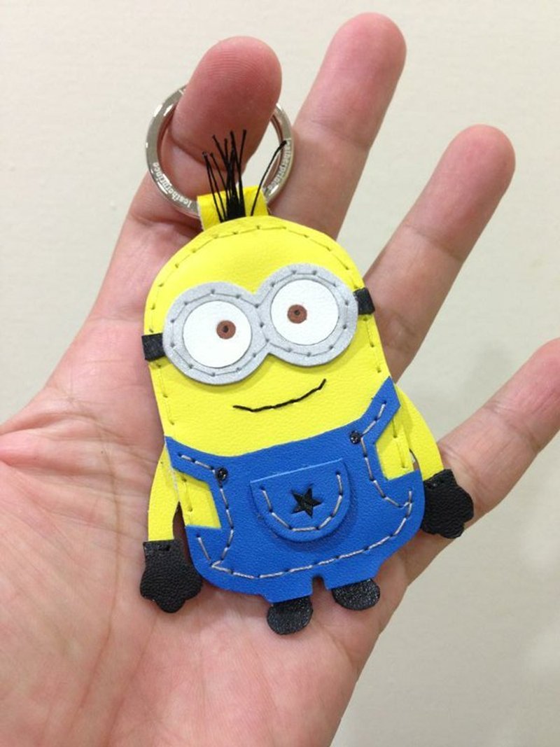 神偷奶爸 2 Despicable Me 2 Minion 小小兵 黄色 蓝衣服 Dave 手工皮革 钥匙圈 - 吊饰 - 真皮 绿色