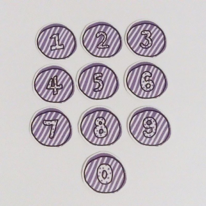 幸运数字贴纸－紫　Purple - 贴纸 - 纸 紫色