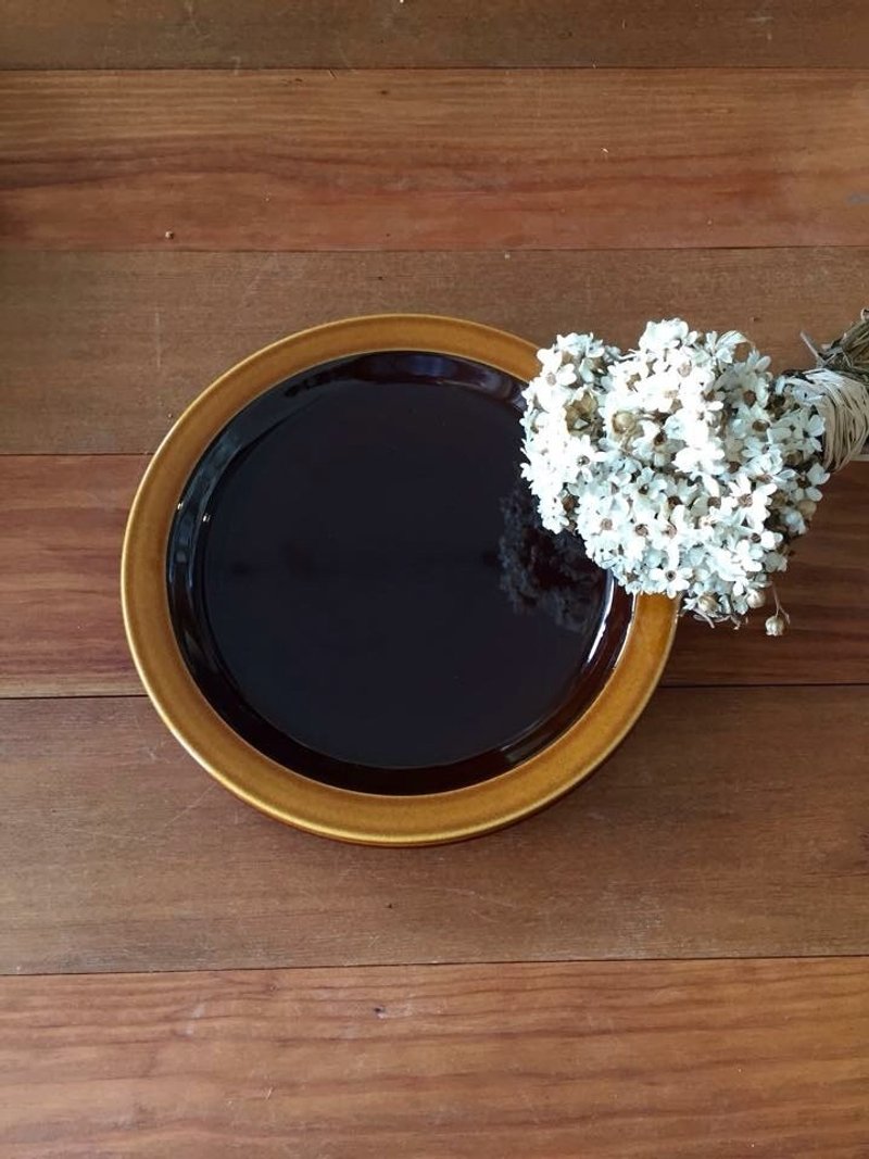 欧洲古董小瓷盘 粉丝专业活动限量特惠价 英国Hornsea咖啡色小瓷盘 - 浅碟/小碟子 - 瓷 咖啡色