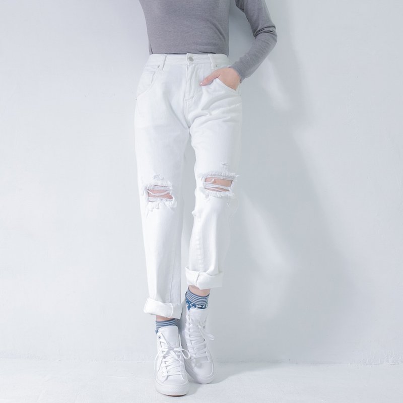 SU:MI said Ripped 刷破男友牛仔裤_5AF301_白 - 男装西装外套 - 其他材质 白色