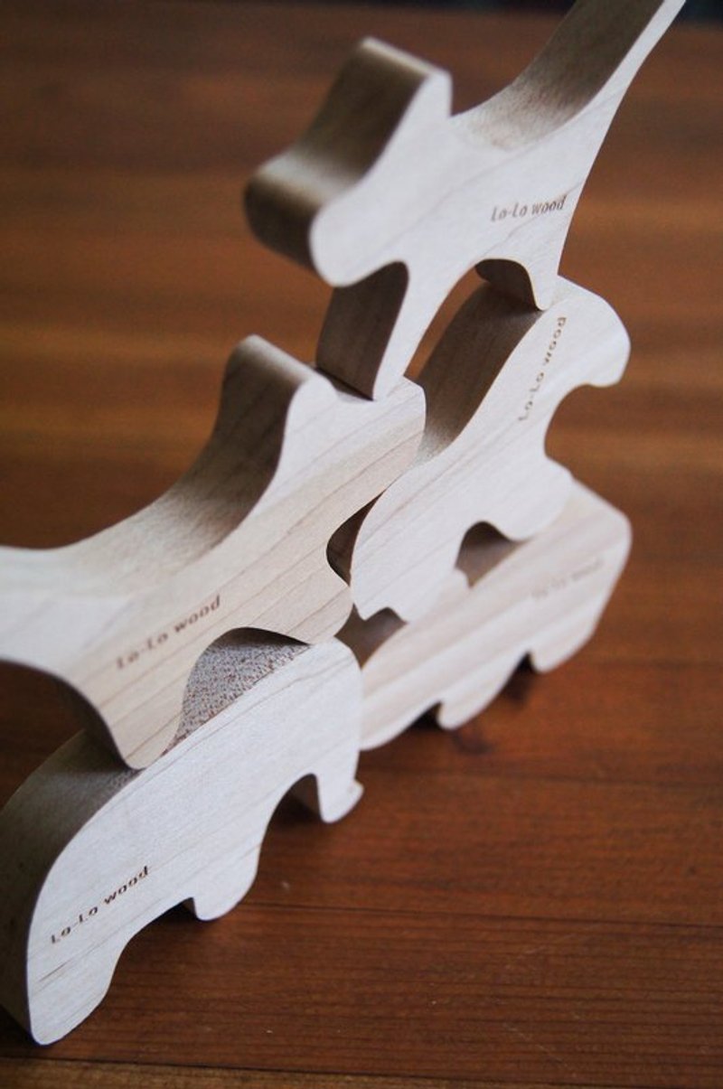 冰箱上的动物园-动物磁贴组合(大象,河马,猩猩,猫咪,狗狗) - 摆饰 - 木头 卡其色