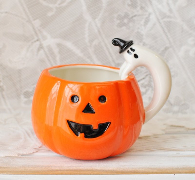 【日本Decole】concombre万圣节系列 南瓜幽灵马克杯/汤杯/收纳杯-万圣节捣蛋限量上市 - 咖啡杯/马克杯 - 其他材质 橘色