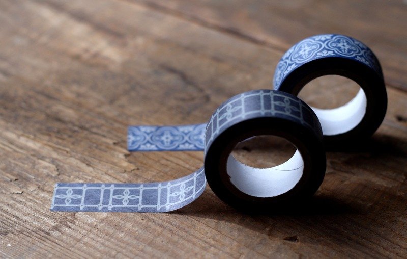 老窗花纸胶带 ◘ 菱格纹窗花 - 纸胶带 - 纸 蓝色