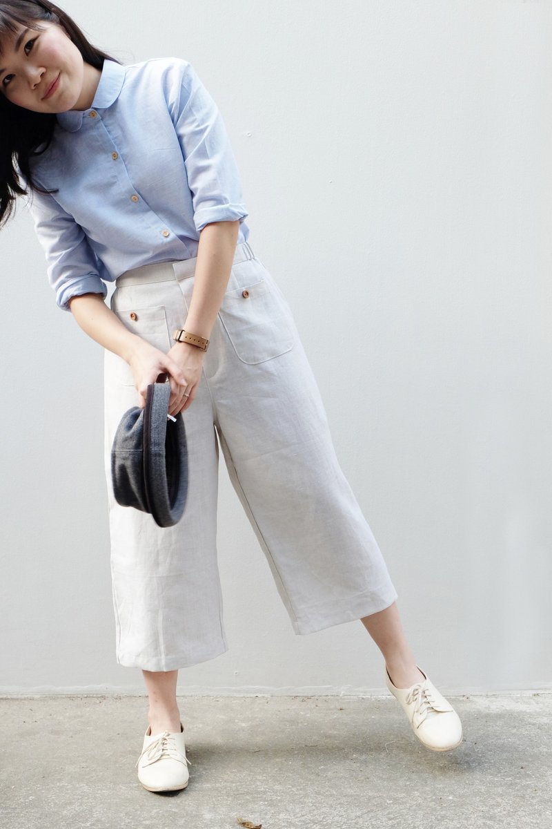 COZY PROMENE' PANTS - Beige Color - 女装长裤 - 植物．花 白色