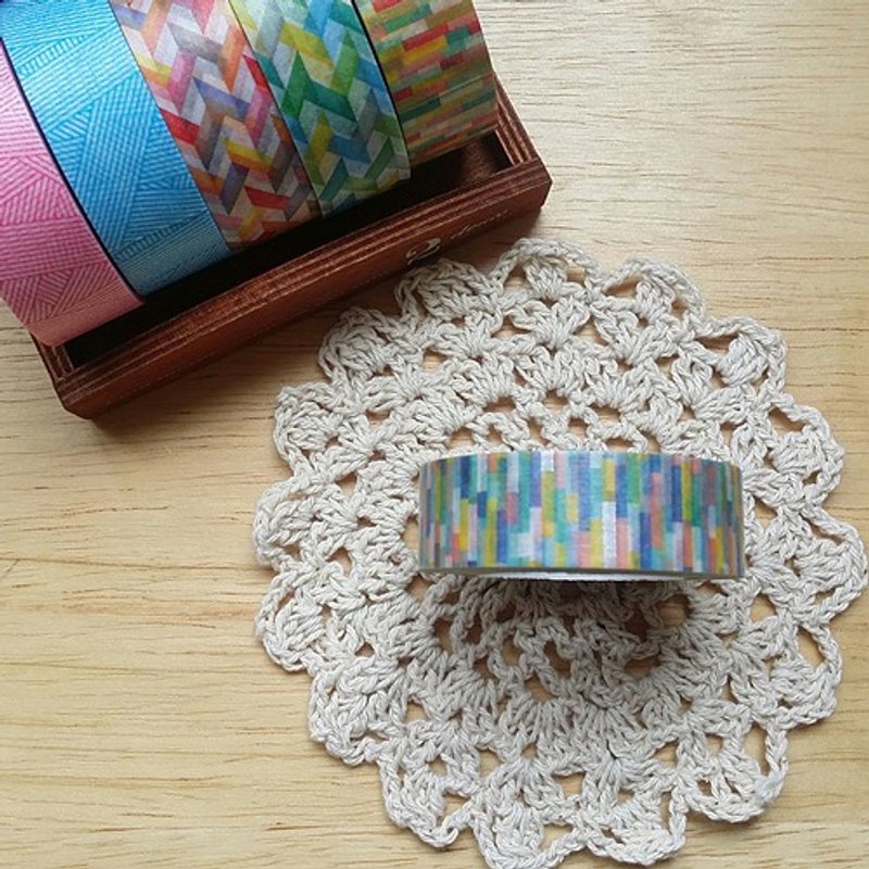 mt 和纸胶带 Deco【拼贴方块-蓝色(MT01D221)】 - 纸胶带 - 纸 蓝色