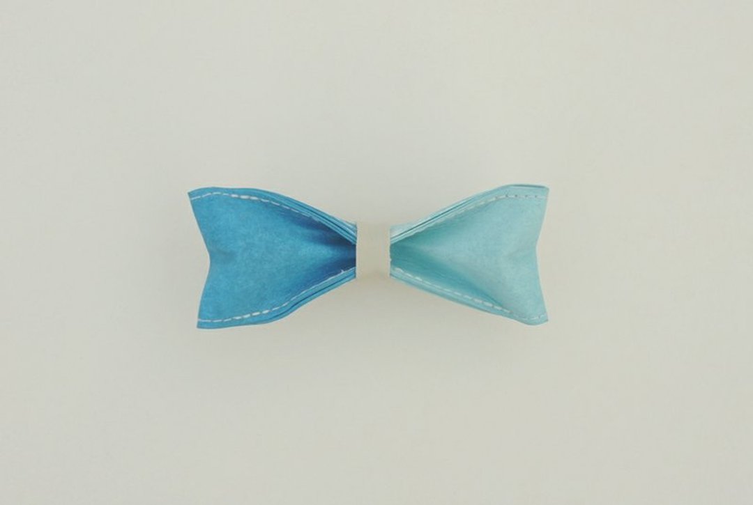 “Paper Bowtie”纸领结 蓝色系列-Green & Blue No.4（双色款：天蓝） - 领带/领带夹 - 纸 蓝色