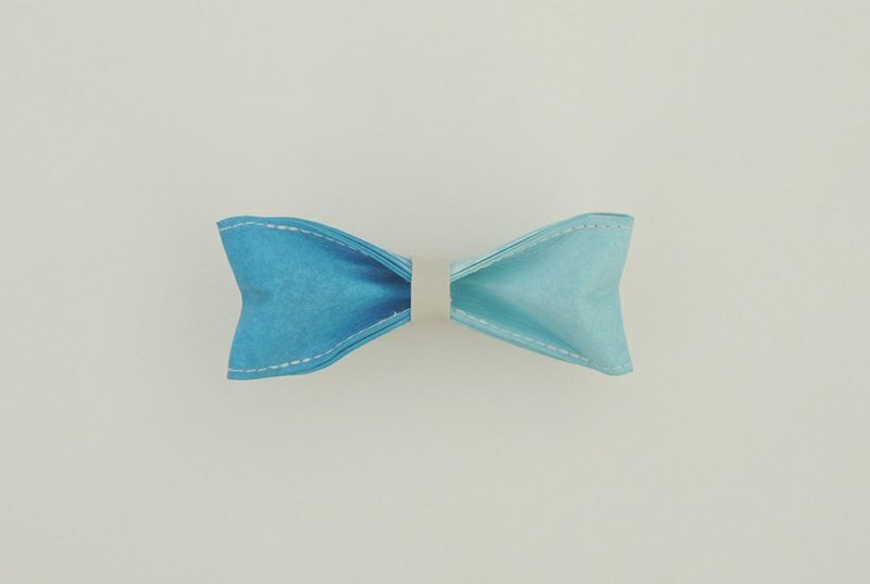 “Paper Bowtie”纸领结 蓝色系列-Green & Blue No.4（双色款：天蓝） - 领带/领带夹 - 纸 蓝色