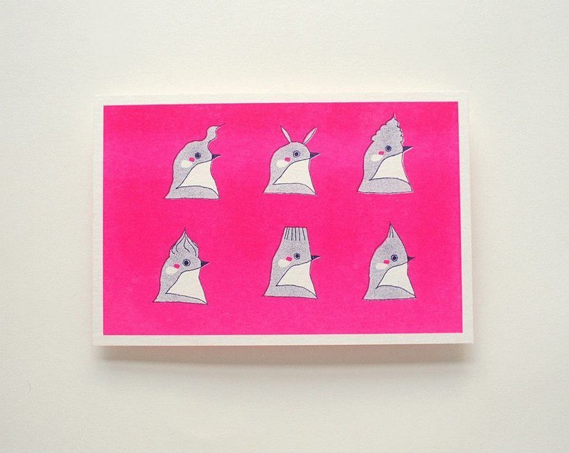 po-co-a-po.co｜城市小鸟系列 Red-whiskered Bulbul红耳鹎明信片 - 卡片/明信片 - 纸 粉红色