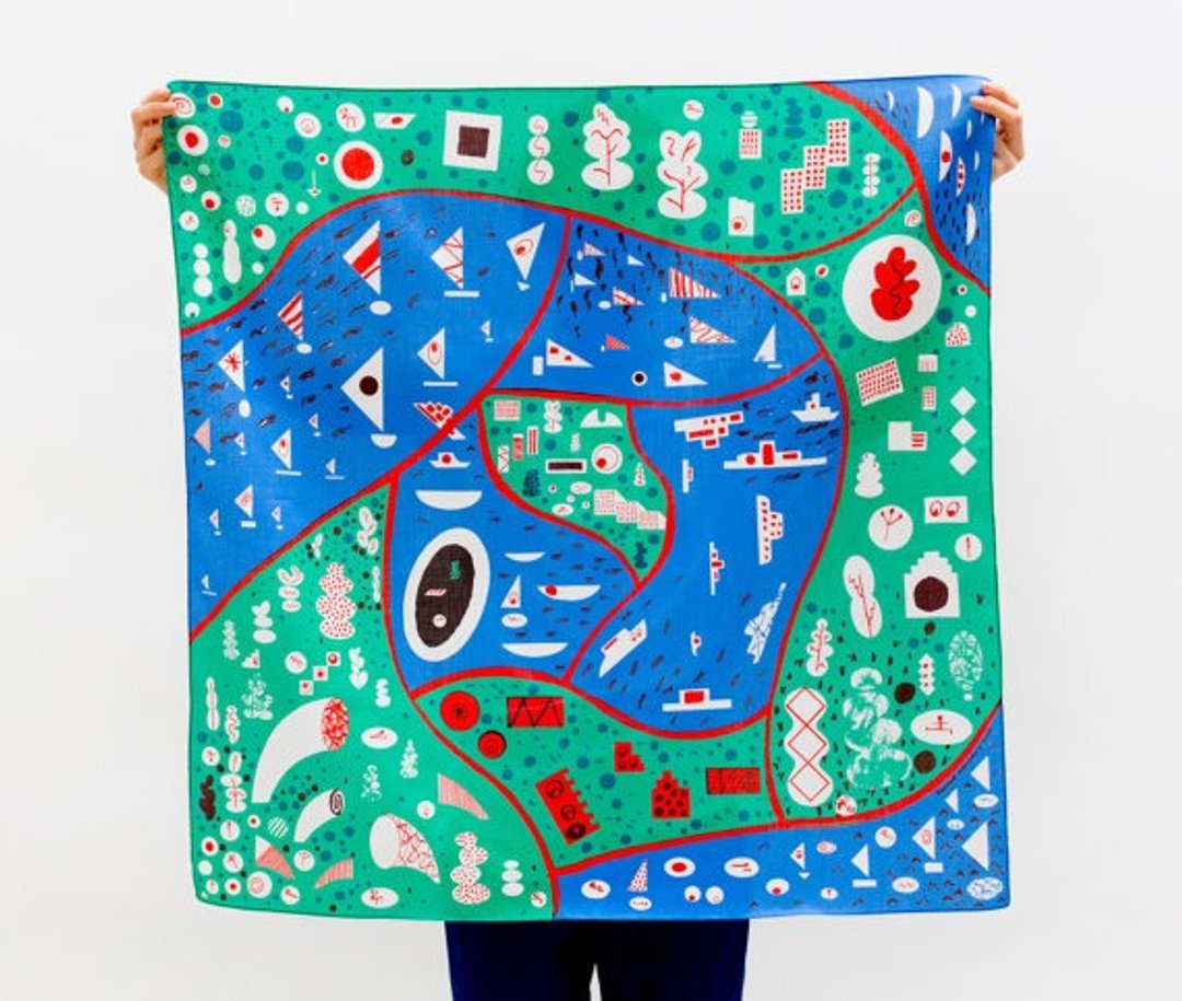 Link Stockholm Green Furoshiki 日本风吕敷 - 丝巾 - 棉 绿色
