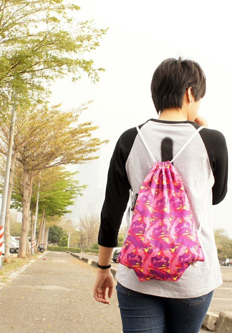 BLR 手工印制 粉彩 束口后背包 - 侧背包/斜挎包 - 其他材质 粉红色