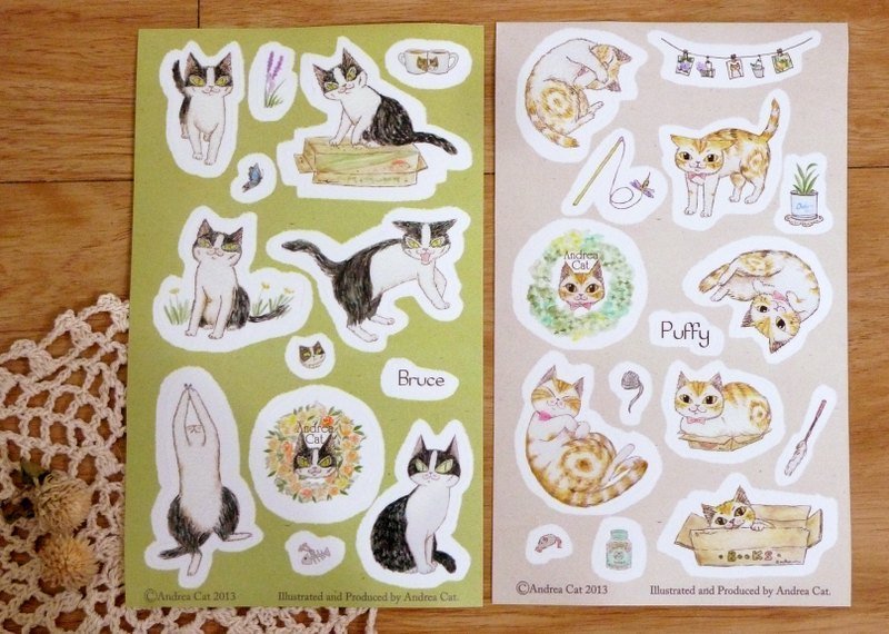 Andrea Cat-帕菲和布鲁斯贴纸组 - 贴纸 - 纸 多色
