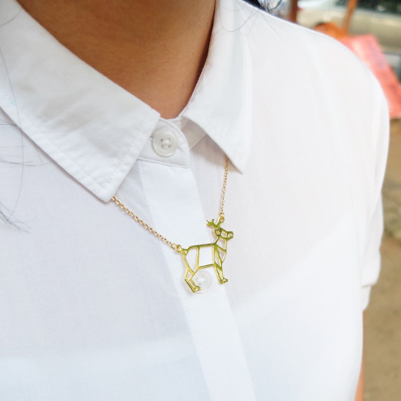 折纸小鹿黄铜项链 - 项链 - 其他金属 金色