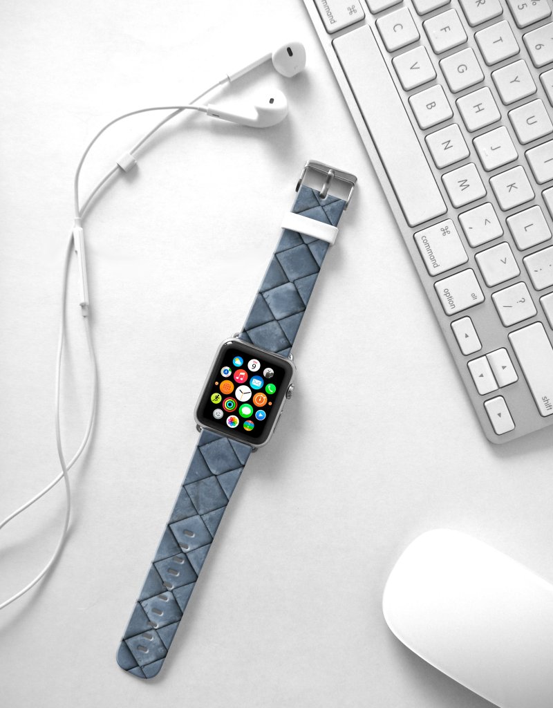 Apple Watch Series 1 , Series 2, Series 3 - Apple Watch 真皮手表带，适用于Apple Watch 及 Apple Watch Sport - Freshion 香港原创设计师品牌 - 炭灰仿皮图案 25 - 表带 - 真皮 