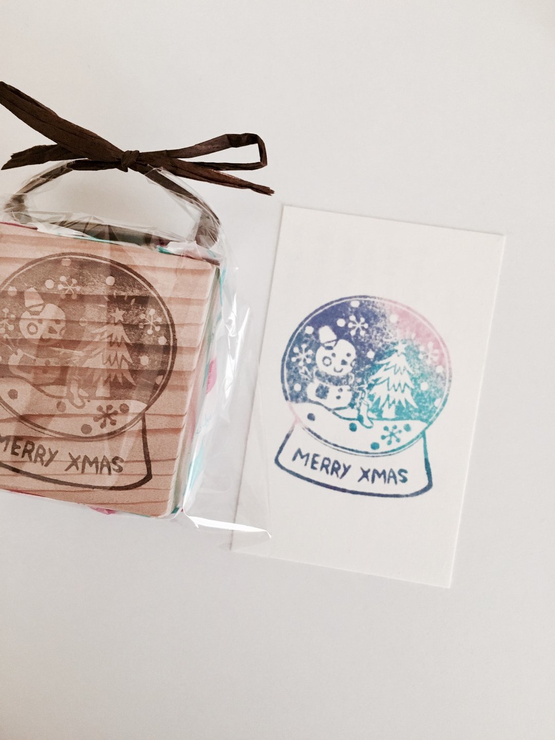 Deerday手刻章 Xmas圣诞水晶球 - 印章/印台 - 橡胶 蓝色