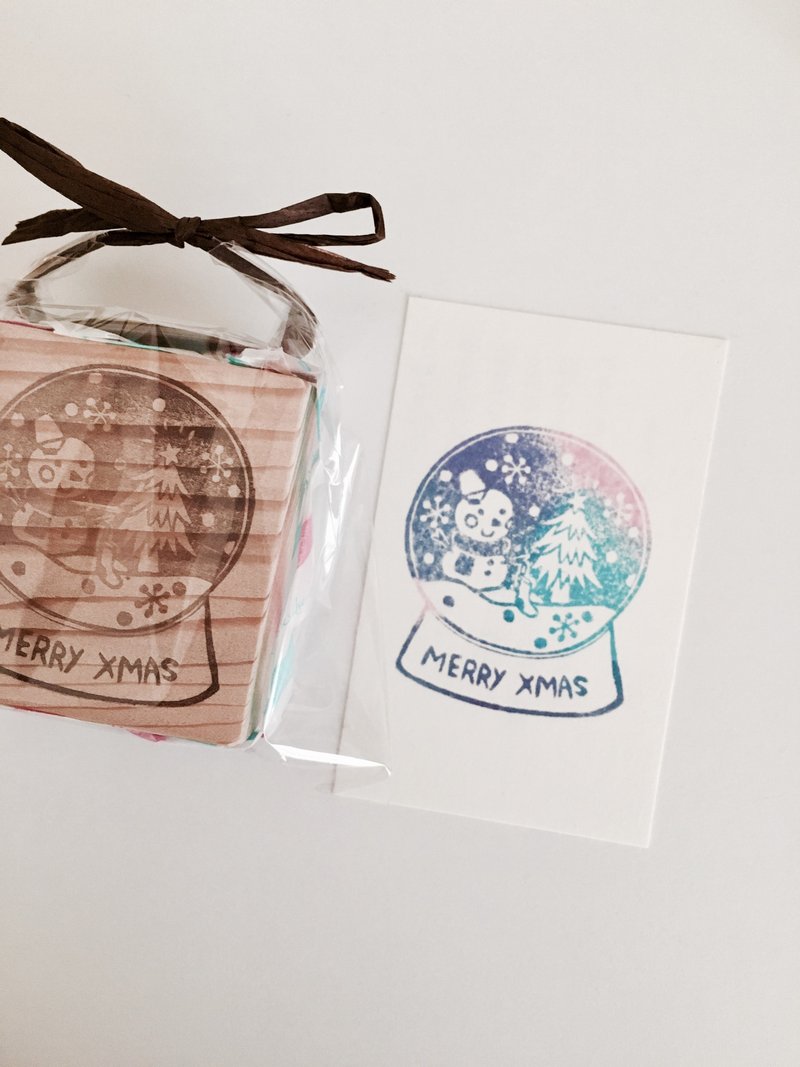 Deerday手刻章 Xmas圣诞水晶球 - 印章/印台 - 橡胶 蓝色