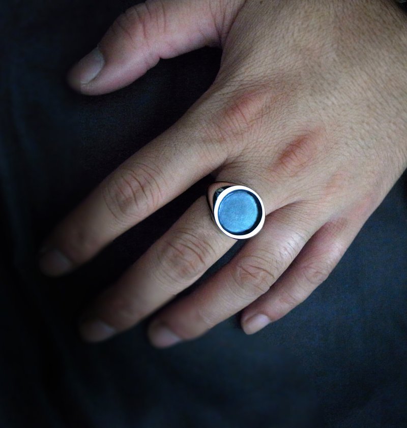 【Focus 】英式925纯银戒指(宽版戒指/对戒/尾戒/圆形戒指) - 戒指 - 纯银 银色