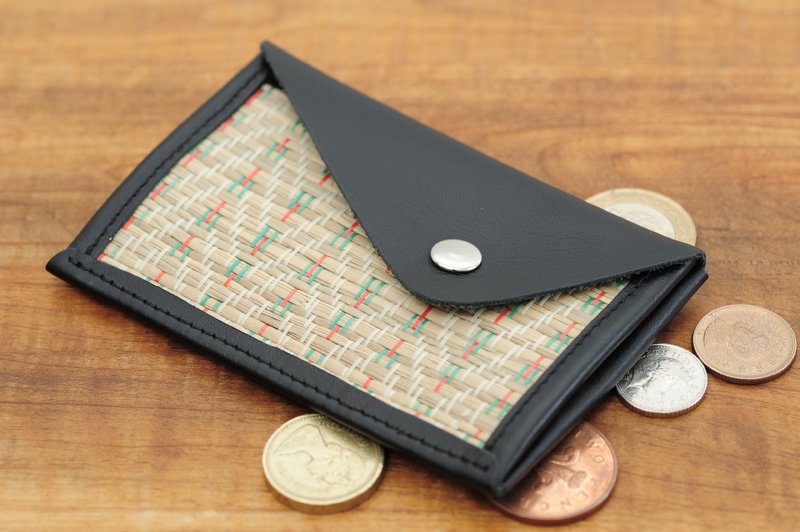 名片夹/票卡夹 - 蔺草编  黑色真皮 - 名片夹/名片盒 - 其他材质 黑色