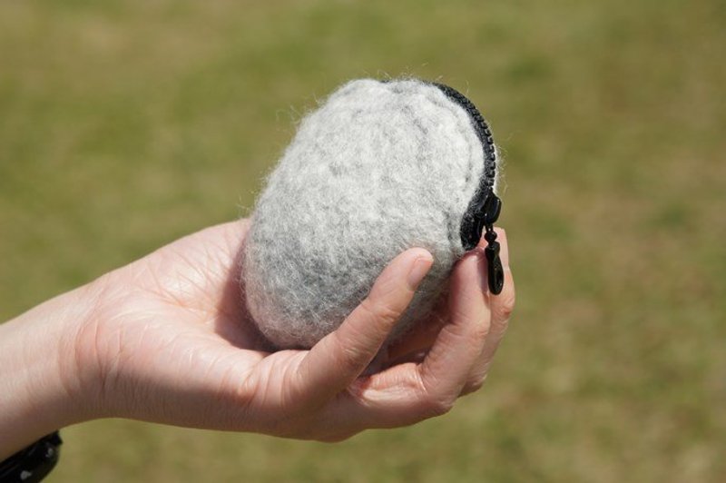 羊毛鼓鼓零钱包 - 巷口的大灰猫 - 零钱包 - 羊毛 灰色