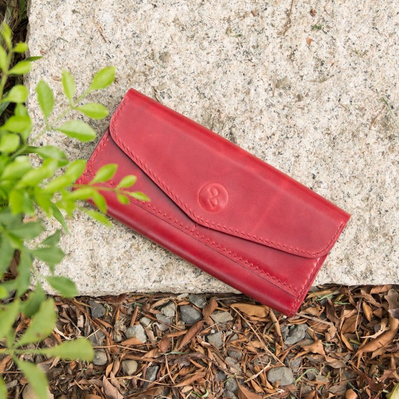 DUAL-优雅专属 真皮淑女长夹-喜红   (母亲节。生日。免费刻字) - 皮夹/钱包 - 真皮 红色