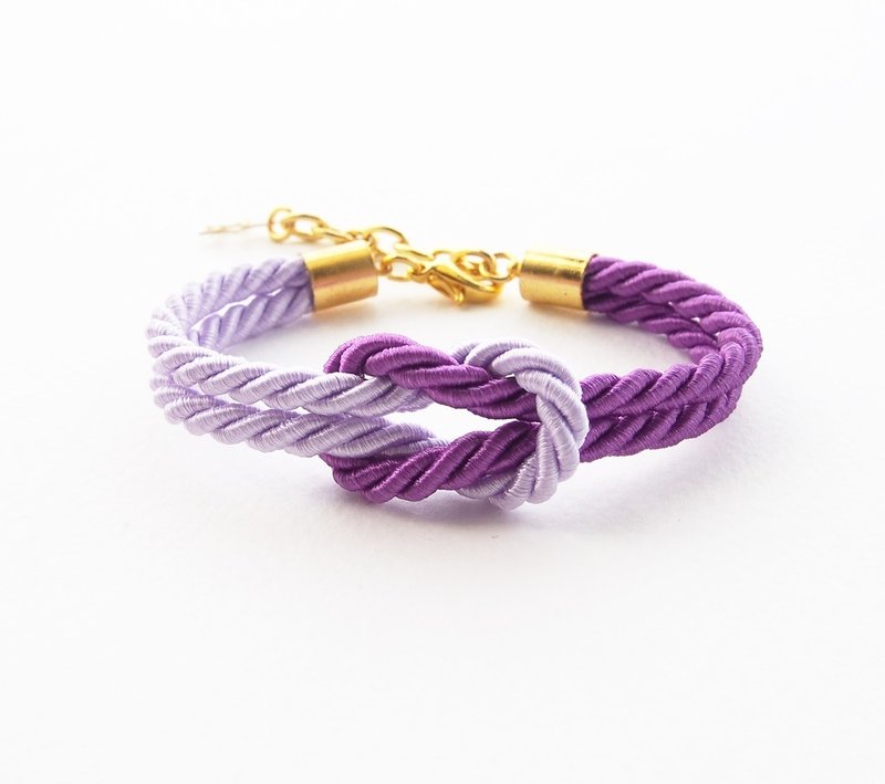 Purple / lilac knot rope bracelet - 手链/手环 - 其他材质 紫色