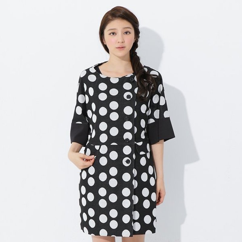 【暖冬圣诞限定商品】复古名伶大圆点风衣 - 其他 - 其他材质 黑色