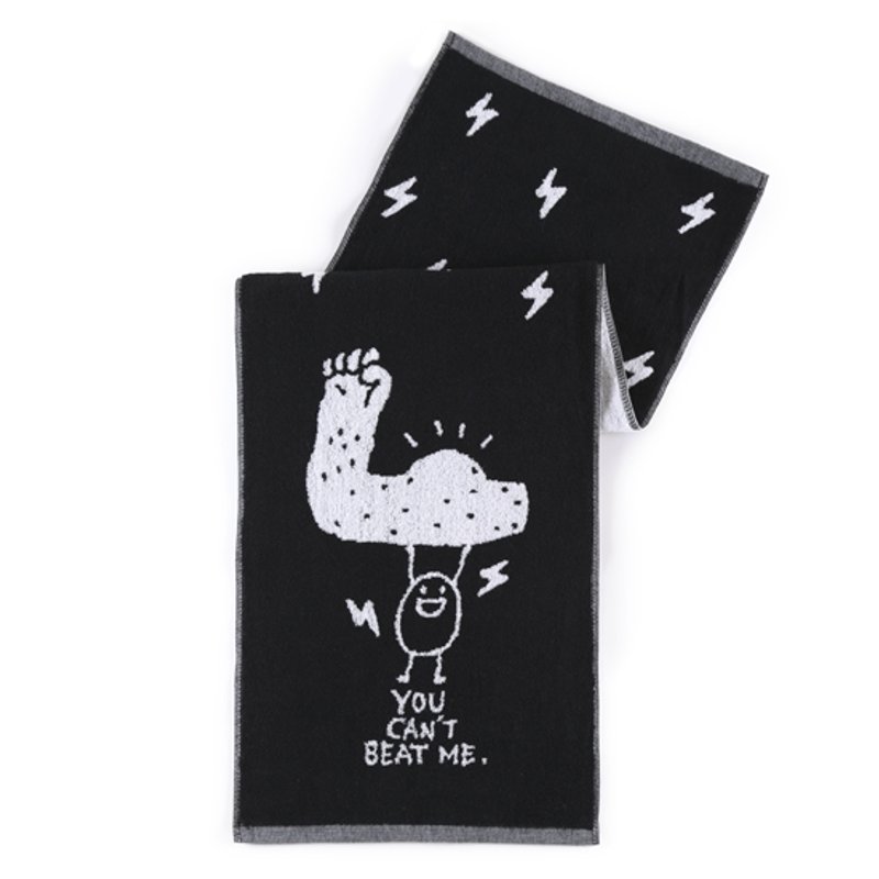 你打不倒我的！运动巾 - 毛巾浴巾 - 棉．麻 黑色