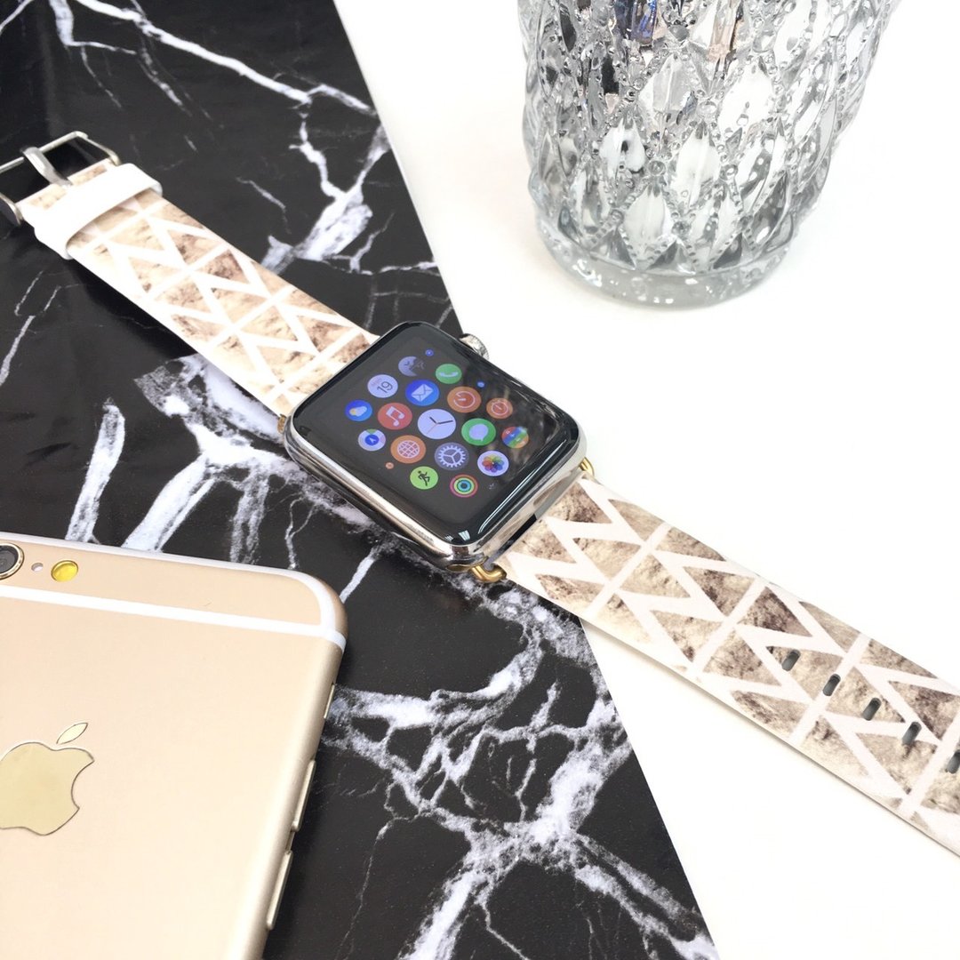 Apple / Samsung Watch 粉金色三角图案手表带适合任何型号 - 表带 - 其他材质 粉红色